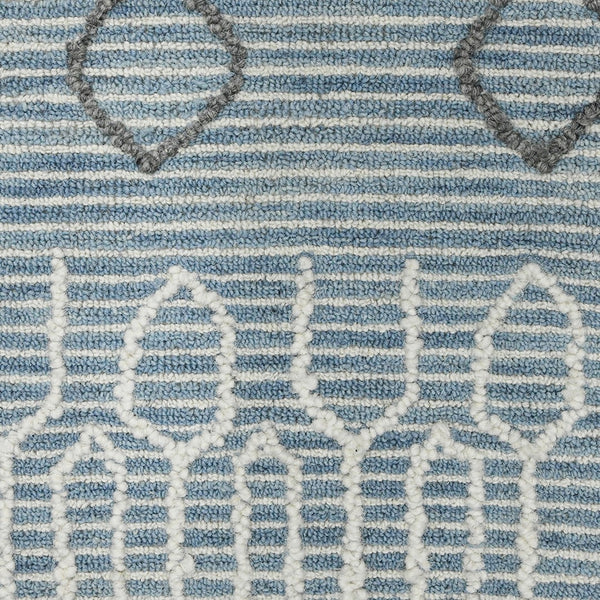 AMER Rugs Berlin BER-1 Hand-Hooked Geometric Farmhouse Area Rug Blue 9' x 13'