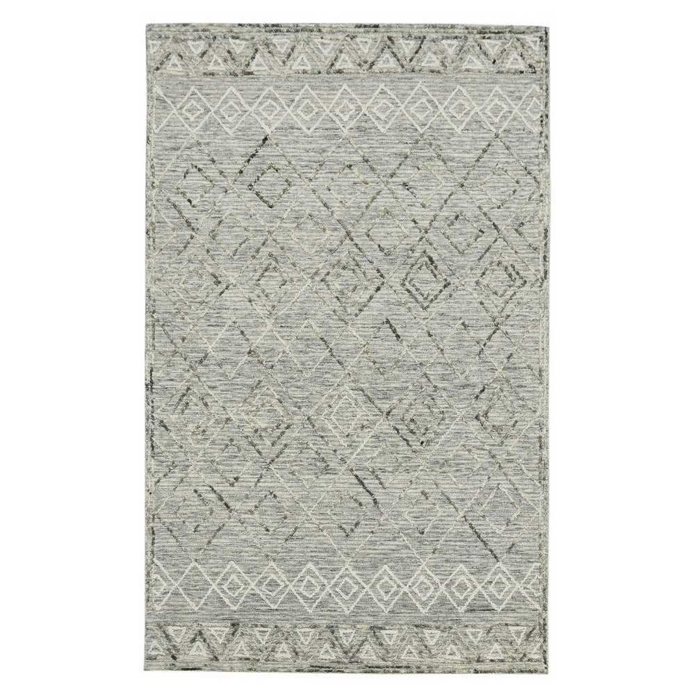 AMER Rugs Berlin BER-2 Hand-Hooked Geometric Farmhouse Area Rug Light Gray 9' x 13'
