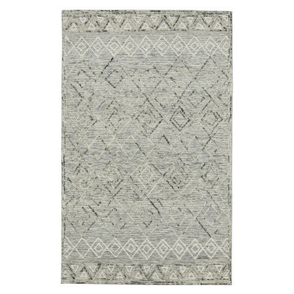 AMER Rugs Berlin BER-2 Hand-Hooked Geometric Farmhouse Area Rug Light Gray 9' x 13'