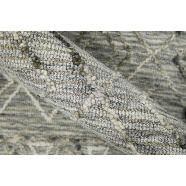 AMER Rugs Berlin BER-2 Hand-Hooked Geometric Farmhouse Area Rug Light Gray 9' x 13'