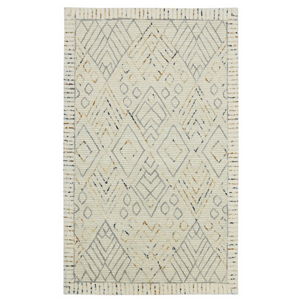 AMER Rugs Berlin BER-3 Hand-Hooked Geometric Farmhouse Area Rug Ivory 9' x 13'