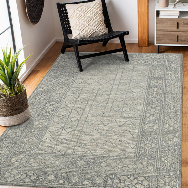AMER Rugs Berlin BER-4 Hand-Hooked Geometric Farmhouse Area Rug Gray 9' x 13'