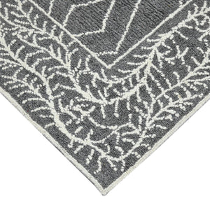AMER Rugs Berlin BER-5 Hand-Hooked Geometric Farmhouse Area Rug Dark Gray 9' x 13'