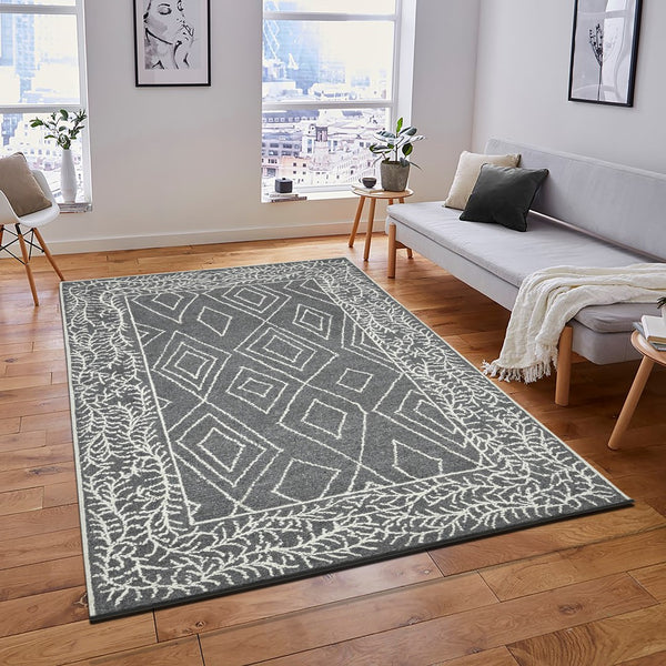 AMER Rugs Berlin BER-5 Hand-Hooked Geometric Farmhouse Area Rug Dark Gray 9' x 13'