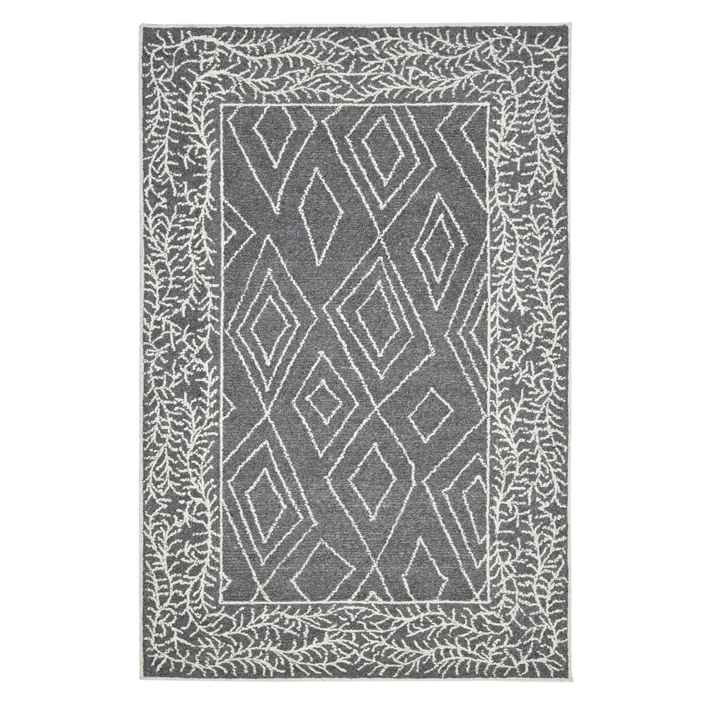 AMER Rugs Berlin BER-5 Hand-Hooked Geometric Farmhouse Area Rug Dark Gray 9' x 13'