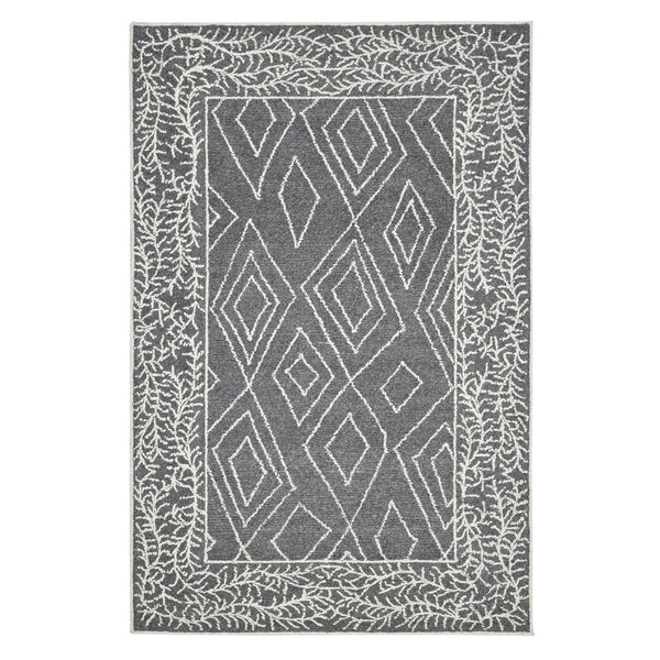 AMER Rugs Berlin BER-5 Hand-Hooked Geometric Farmhouse Area Rug Dark Gray 9' x 13'