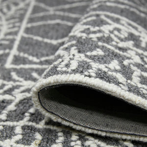 AMER Rugs Berlin BER-5 Hand-Hooked Geometric Farmhouse Area Rug Dark Gray 9' x 13'