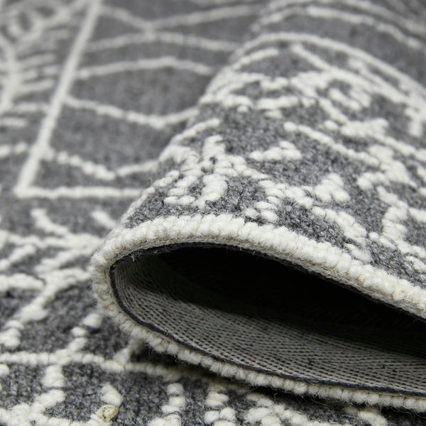 AMER Rugs Berlin BER-5 Hand-Hooked Geometric Farmhouse Area Rug Dark Gray 9' x 13'