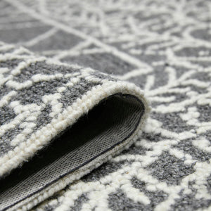 AMER Rugs Berlin BER-5 Hand-Hooked Geometric Farmhouse Area Rug Dark Gray 9' x 13'