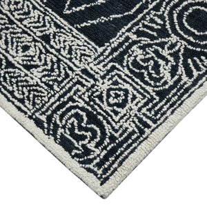 AMER Rugs Berlin BER-6 Hand-Hooked Geometric Farmhouse Area Rug Charcoal 9' x 13'