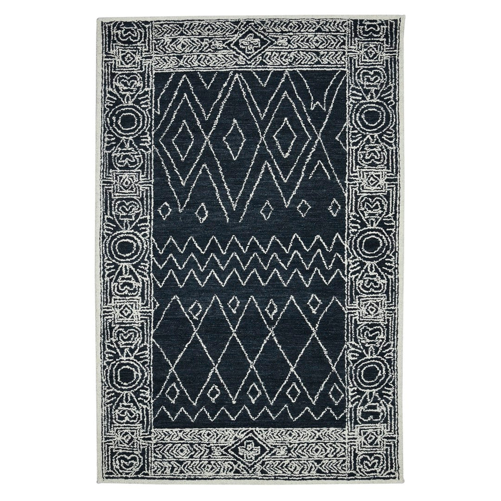AMER Rugs Berlin BER-6 Hand-Hooked Geometric Farmhouse Area Rug Charcoal 9' x 13'