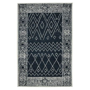 AMER Rugs Berlin BER-6 Hand-Hooked Geometric Farmhouse Area Rug Charcoal 9' x 13'