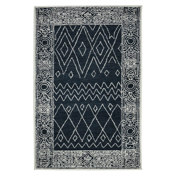 AMER Rugs Berlin BER-6 Hand-Hooked Geometric Farmhouse Area Rug Charcoal 9' x 13'
