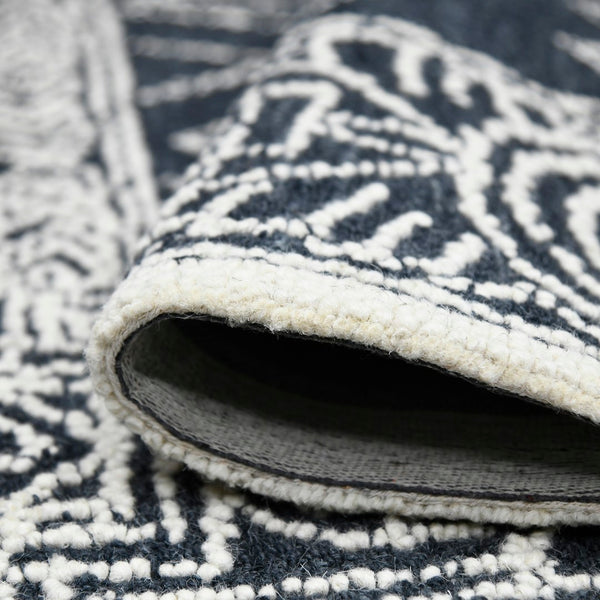 AMER Rugs Berlin BER-6 Hand-Hooked Geometric Farmhouse Area Rug Charcoal 9' x 13'