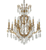 Bethel Antique Brass Chandelier in Metal & Crystal