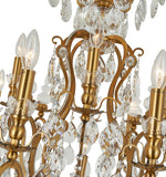 Bethel Antique Brass Chandelier in Metal & Crystal