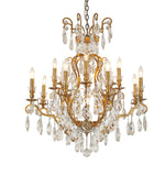 Bethel Antique Brass Chandelier in Metal & Crystal