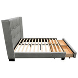 Beverly Queen Bed with Integrated Footboard Storage Unit & Accent Wings in Grey Fabric By Diamond Sofa