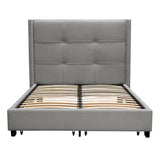 Beverly Queen Bed with Integrated Footboard Storage Unit & Accent Wings in Grey Fabric By Diamond Sofa