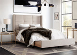 Beverly Eastern King Bed with Integrated Footboard Storage Unit & Accent Wings in Sand Fabric By Diamond Sofa