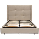 Beverly Eastern King Bed with Integrated Footboard Storage Unit & Accent Wings in Sand Fabric By Diamond Sofa