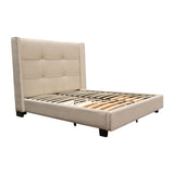 Beverly Eastern King Bed with Integrated Footboard Storage Unit & Accent Wings in Sand Fabric By Diamond Sofa