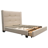 Beverly Eastern King Bed with Integrated Footboard Storage Unit & Accent Wings in Sand Fabric By Diamond Sofa