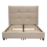 Beverly Eastern King Bed with Integrated Footboard Storage Unit & Accent Wings in Sand Fabric By Diamond Sofa