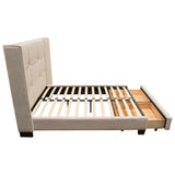 Beverly Queen Bed with Integrated Footboard Storage Unit & Accent Wings in Sand Fabric By Diamond Sofa