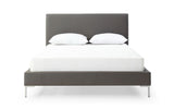 Liz Full Bed , Fully Upholstered Dark Gray Faux Leather, Chrome Legs