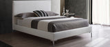 Liz Full Bed , Fully Upholstered White Faux Leather, Chrome Legs