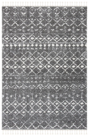 Berber Fringe Shag 516 Shag & Flokati Power Loomed 80% Polypropylene + 20% Polyester Rug Grey / Ivory