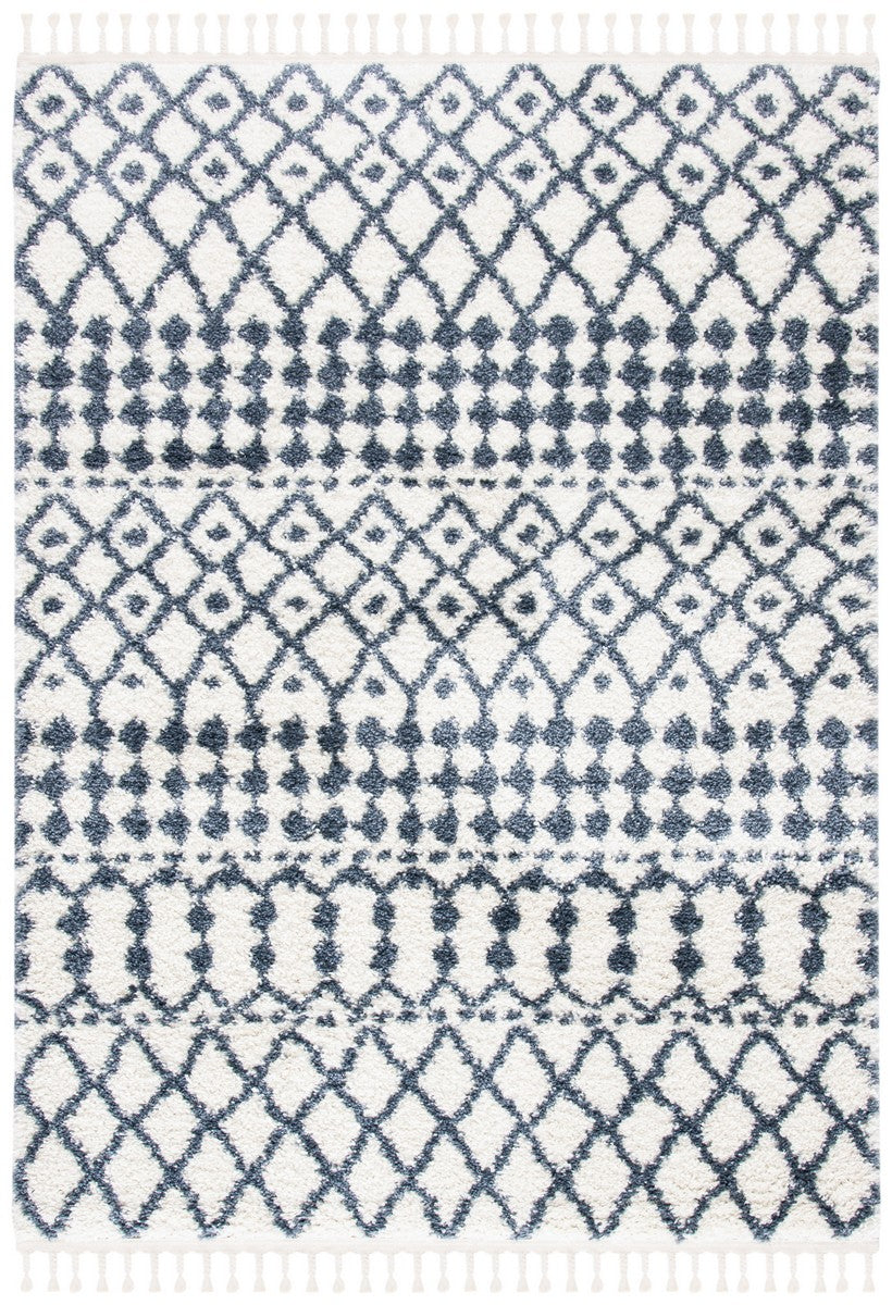 Berber Fringe Shag 538 Shag & Flokati Power Loomed 80% Polypropylene + 20% Polyester Rug Ivory / Dark Grey