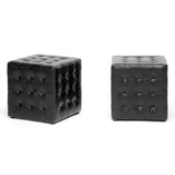 Baxton Studio Siskal Black Modern Cube Ottoman (Set of 2)