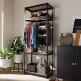 Baxton Studio Gavin Black Metal 4-Shelf Closet Storage Racking Organizer