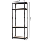 Baxton Studio Gavin Black Metal 4-Shelf Closet Storage Racking Organizer