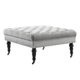 Isabelle Gray Velvet Square Tufted Ottoman