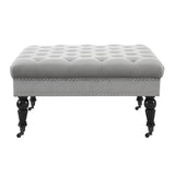 Isabelle Gray Velvet Square Tufted Ottoman