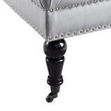 Isabelle Gray Velvet Square Tufted Ottoman