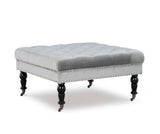 Isabelle Gray Velvet Square Tufted Ottoman