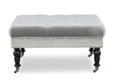 Isabelle Gray Velvet Square Tufted Ottoman