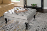 Isabelle Gray Velvet Square Tufted Ottoman