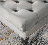 Isabelle Gray Velvet Square Tufted Ottoman