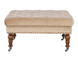 Isabelle Tan Velvet Square Tufted Ottoman