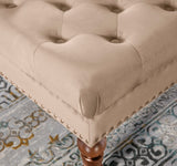 Isabelle Tan Velvet Square Tufted Ottoman