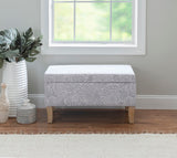 Stephanie Upholstered Storage Ottoman, Stone