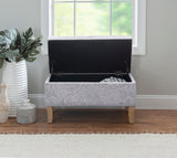 Stephanie Upholstered Storage Ottoman, Stone