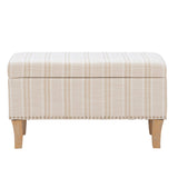 Stephanie Upholstered Storage Ottoman, Linen Stripe