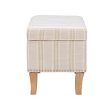 Stephanie Upholstered Storage Ottoman, Linen Stripe