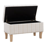 Stephanie Upholstered Storage Ottoman, Linen Stripe